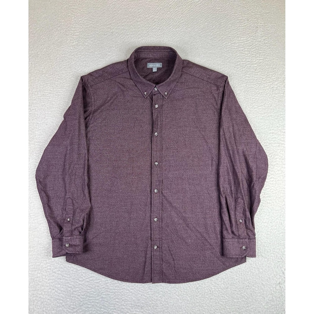 Ash & Erie Shirt Men's XL Slim Fit Red Button Up Long Sleeve Cotton Casual